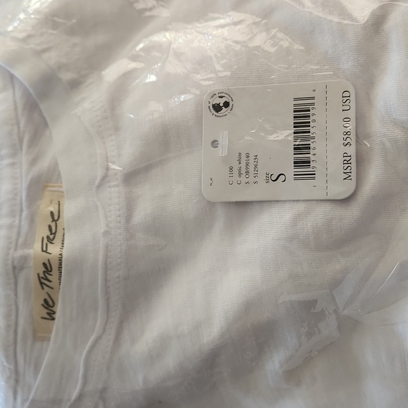 Free People We The People Arden Tee Long Sleeve Tunic Optic White Small - Picture 7 of 8